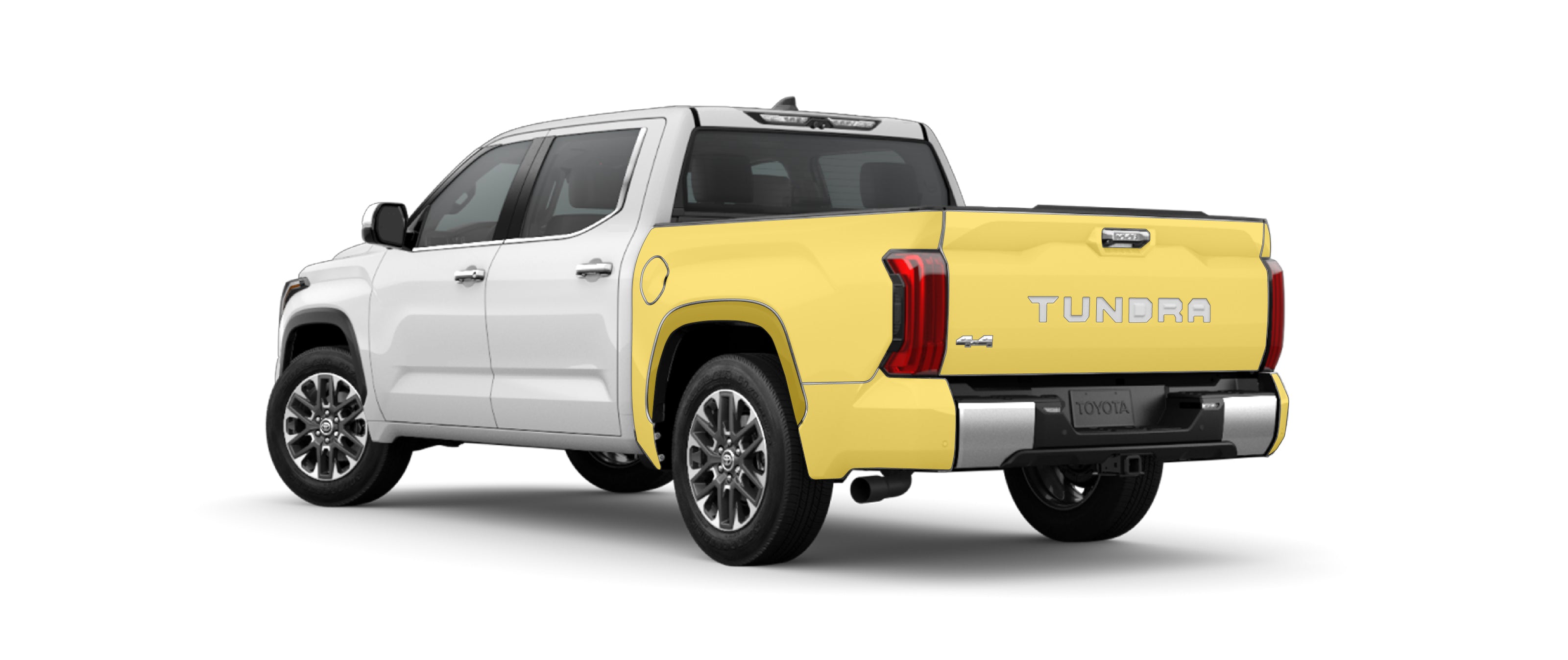 Toyota Tundra 3rd Gen with WildWrap DIY PPF bed coverage shown in yellow overlay