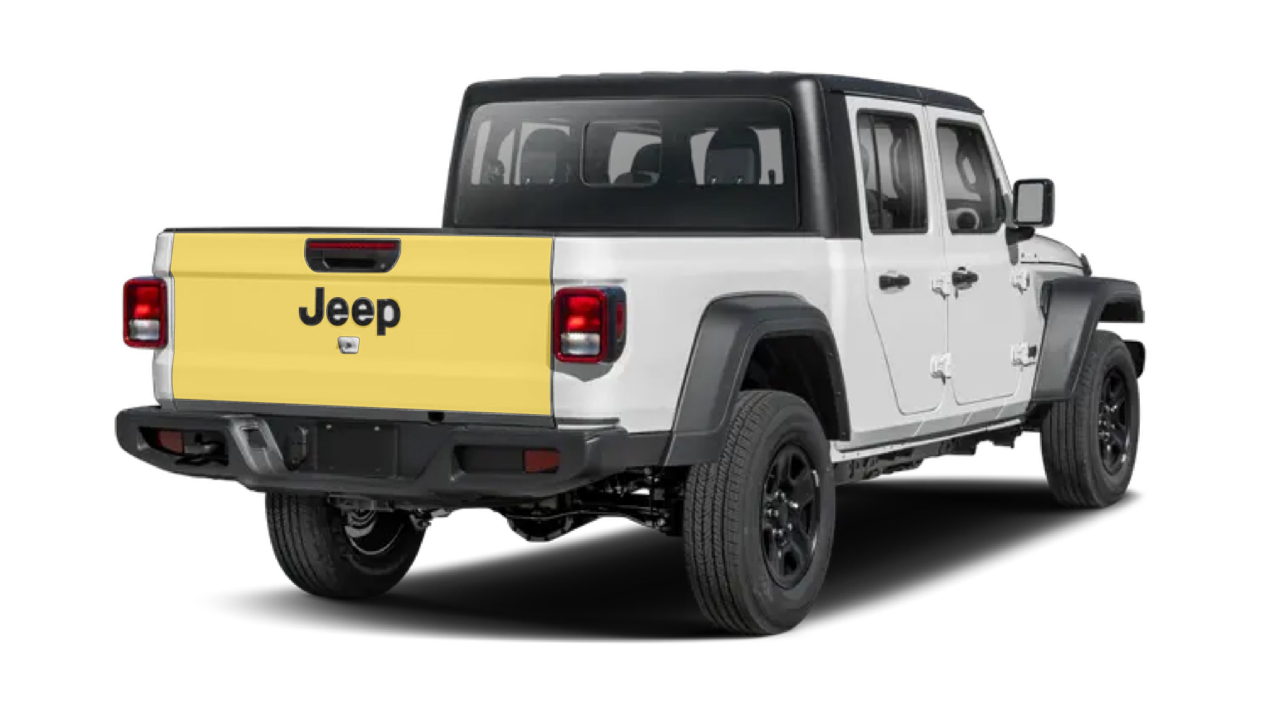 Jeep Gladiator JT with WildWrap DIY PPF tailgate coverage shown in yellow overlay
