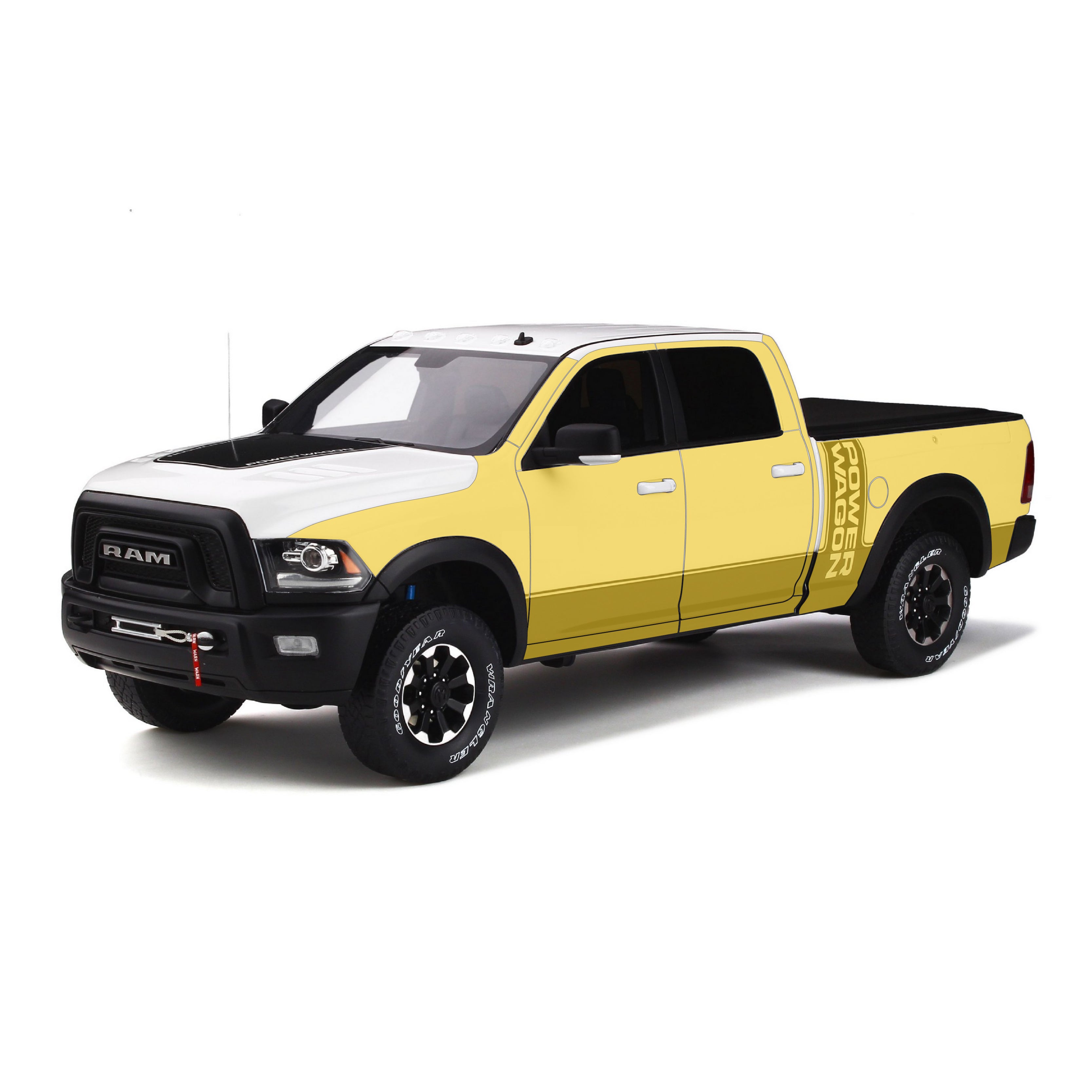 RAM 2500 Power Wagon 4th gen with WildWrap DIY PPF coverage shown in yellow overlay on protected areas
