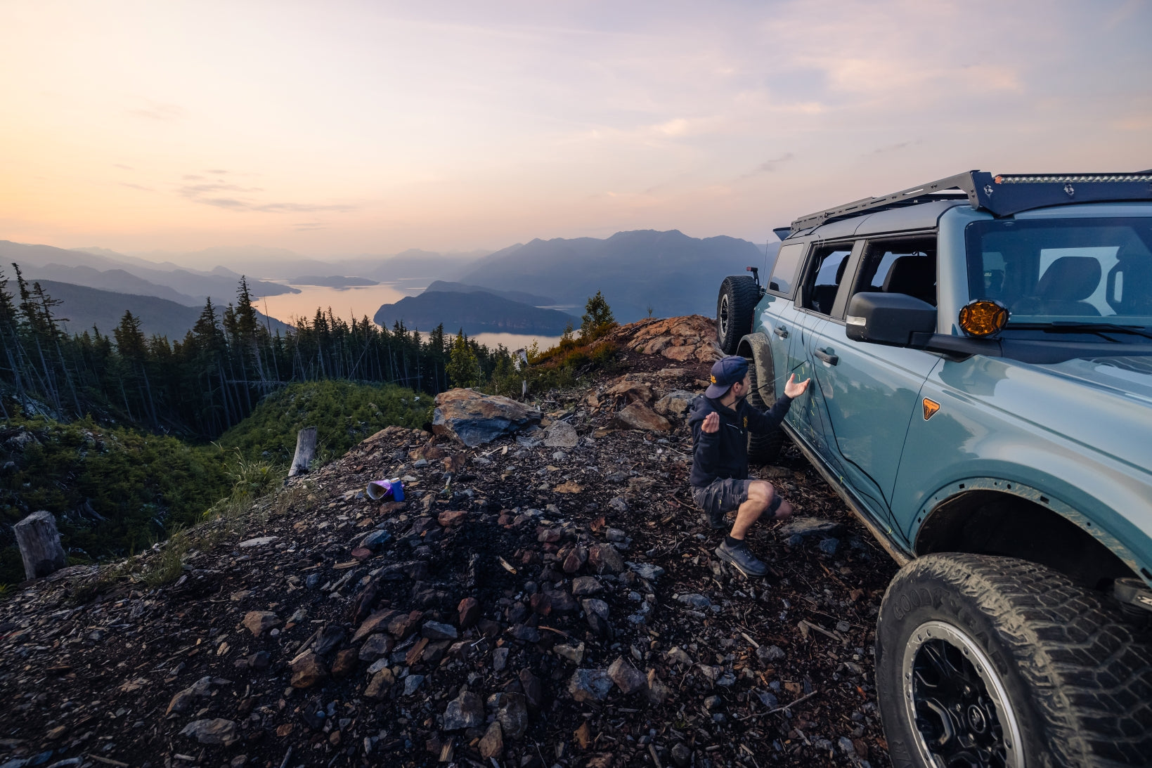 Peeling and applying topographic vinyl decal lines during WildWrap DIY install