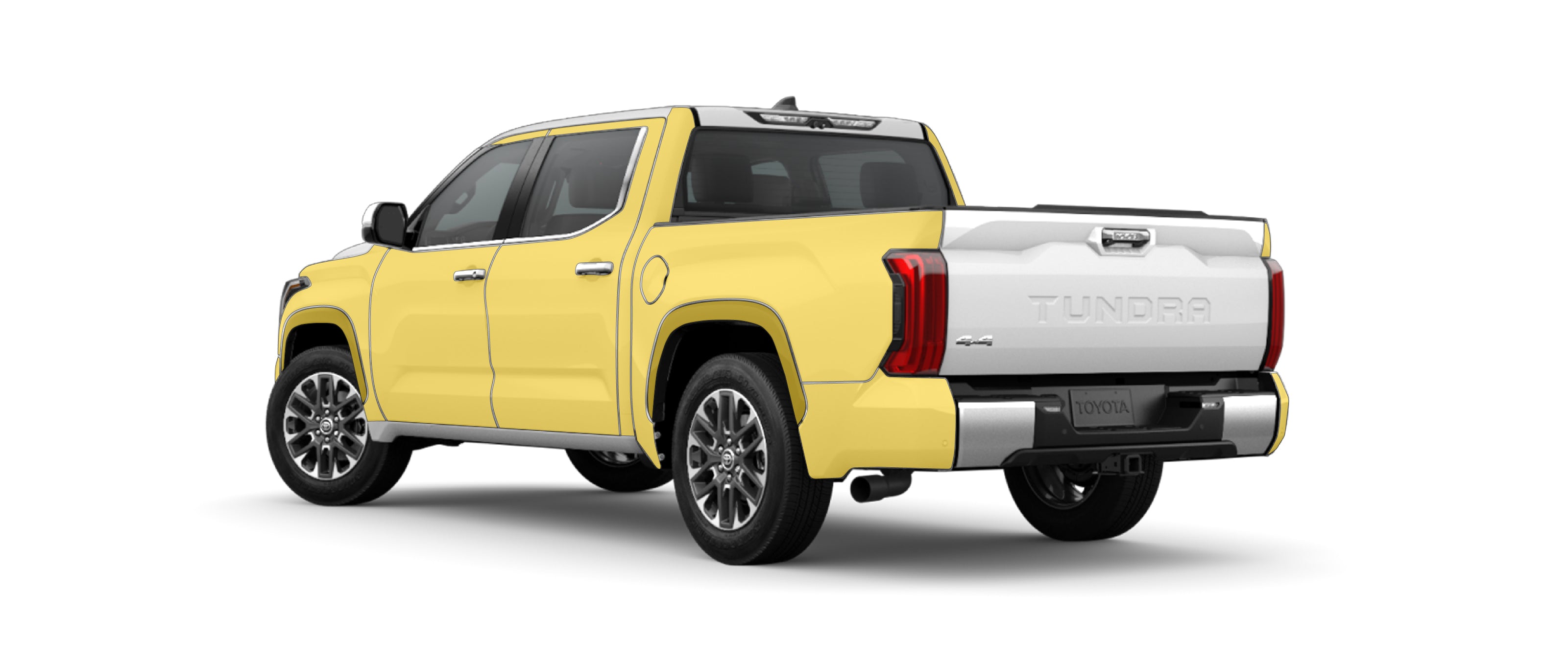 Toyota Tundra 3rd Gen with WildWrap DIY PPF side coverage shown in yellow overlay
